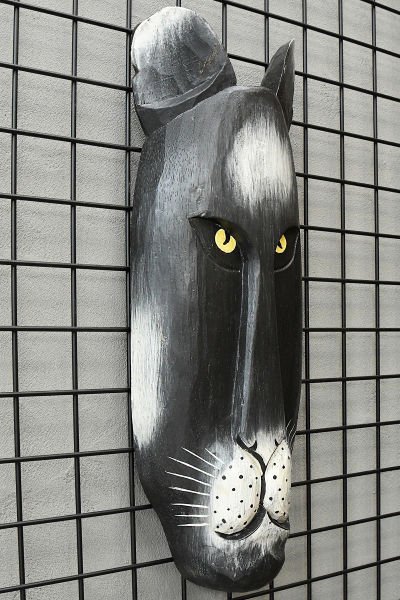 AHŞAP EL YAPIMI PANTER MASK/ DUVAR DEKORU 50CM