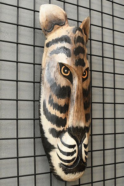 AHŞAP EL YAPIMI KAPLAN MASK / DUVAR DEKORU 50 CM