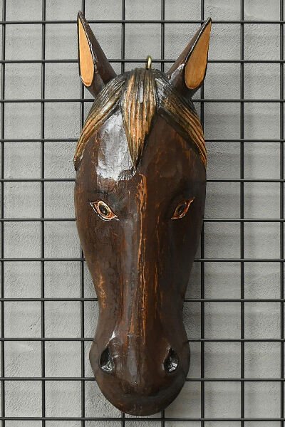 AHŞAP EL YAPIMI AT MASK/ DUVAR DEKORU 50CM