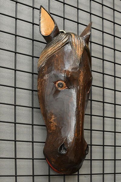 AHŞAP EL YAPIMI AT MASK/ DUVAR DEKORU 50CM