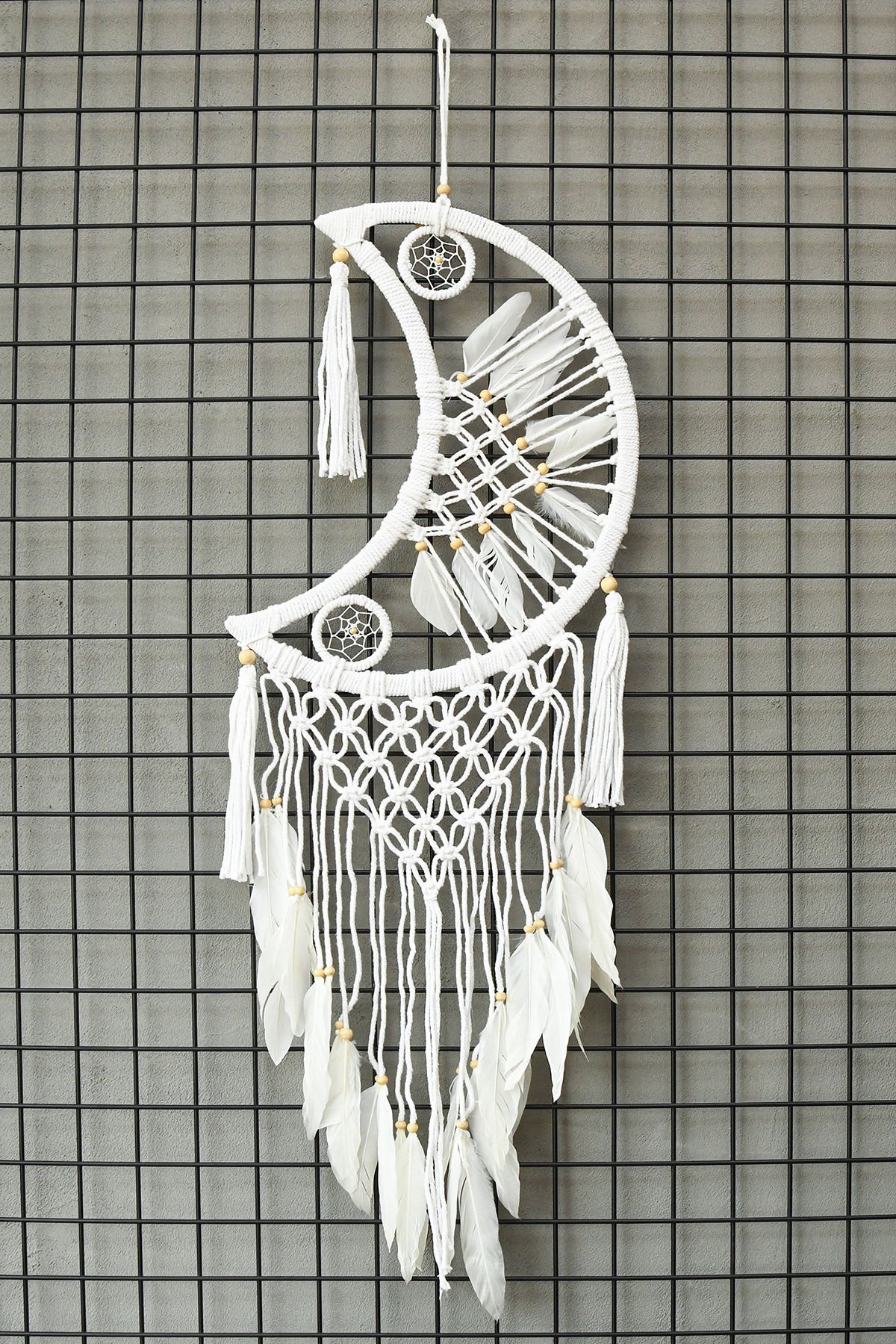 EL YAPIMI ÖRGÜ AY RÜYA KAPANI/DREAM CATCHER 41CM