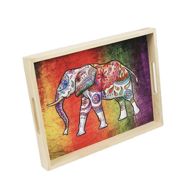 BZM FİL DESENLİ AHŞAP TEPSİ 39,5*30CM