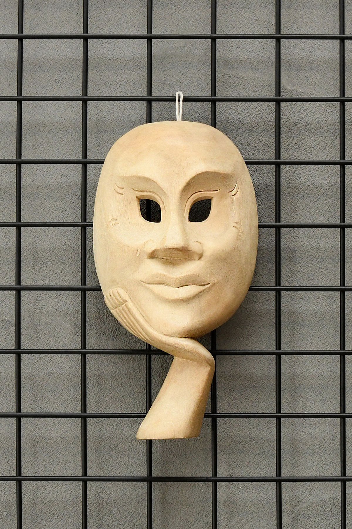 AHŞAP EL YAPIMI DÜŞÜNEN İNSAN TİYATRAL MASK 25CM