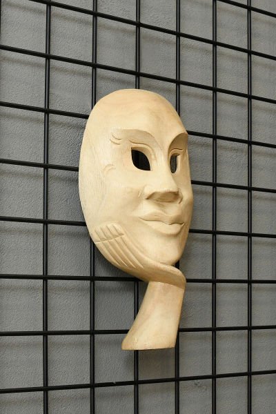 AHŞAP EL YAPIMI DÜŞÜNEN İNSAN TİYATRAL MASK 25CM