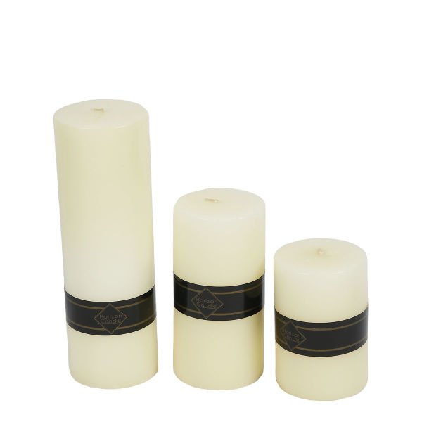 SİLİNDİR BÜYÜK BOY 3'LÜ KREM MUM 30,20,15CM