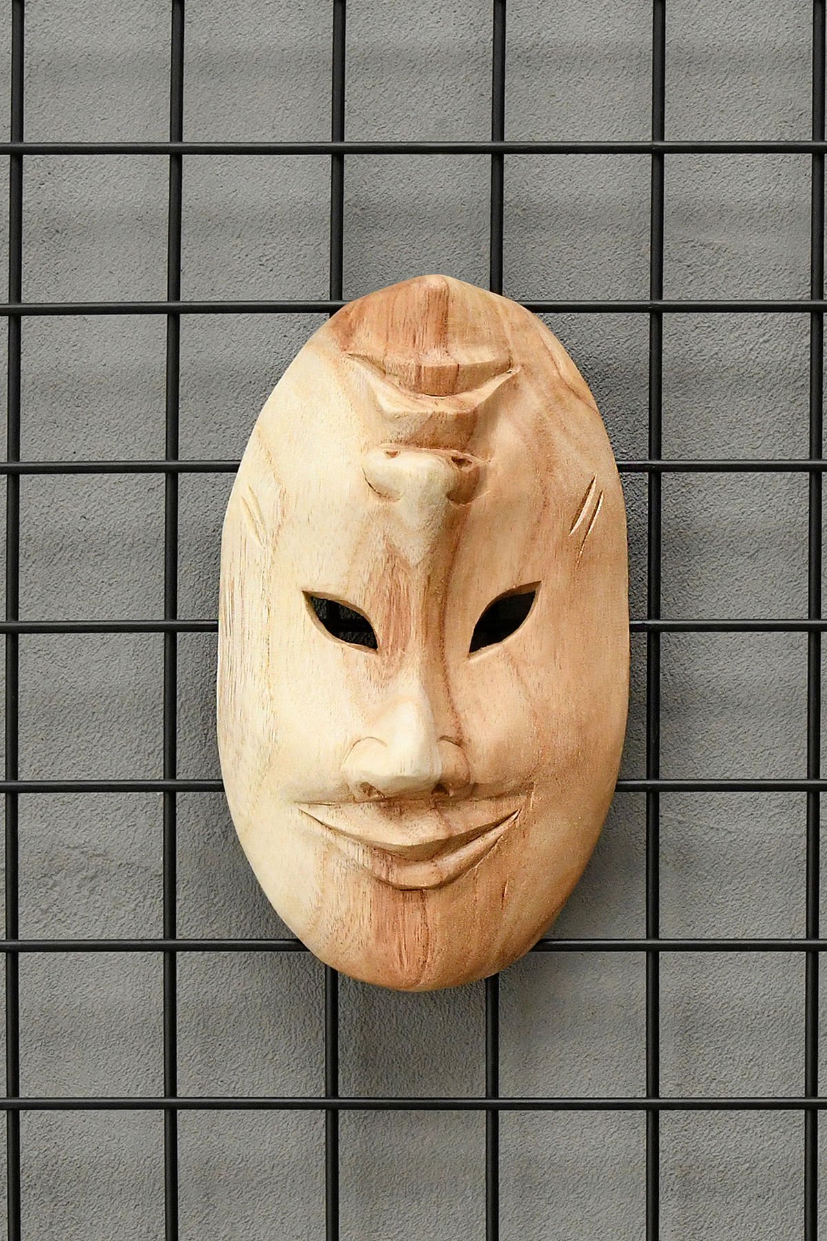AHŞAP EL YAPIMI MUTLU/ÜZGÜN TİYATRAL MASK 25CM