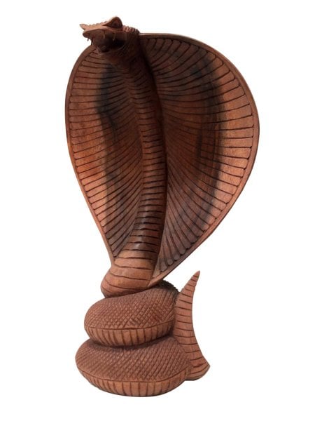 AHŞAP EL YAPIMI KRAL KOBRA HEYKEL/ BİBLO 30CM