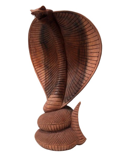AHŞAP EL YAPIMI KRAL KOBRA HEYKEL/ BİBLO 30CM