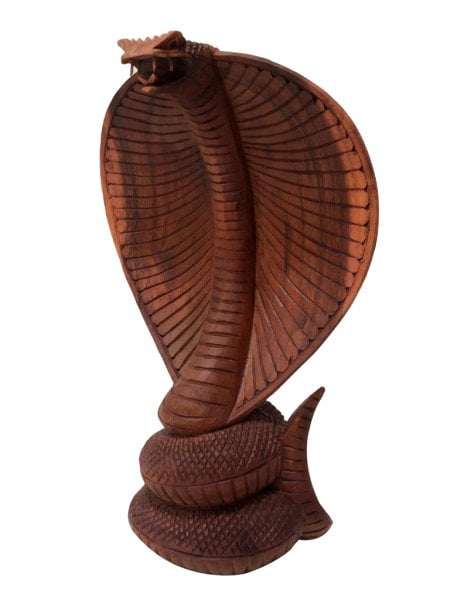 AHŞAP EL YAPIMI KRAL KOBRA HEYKEL/ BİBLO 30CM