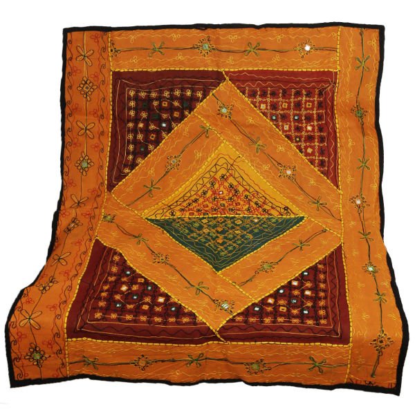 AYNALI PATCHWORK MEDİTASYON ÖRTÜSÜ / HİNDİSTAN EL İŞİ 117*140 CM