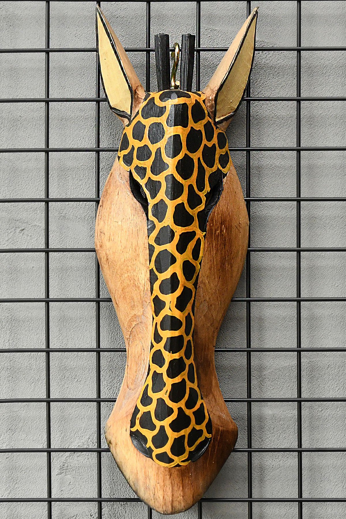 AHŞAP EL YAPIMI ZÜRAFA MASK / DUVAR DEKORU 50CM