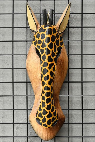 AHŞAP EL YAPIMI ZÜRAFA MASK / DUVAR DEKORU 50CM