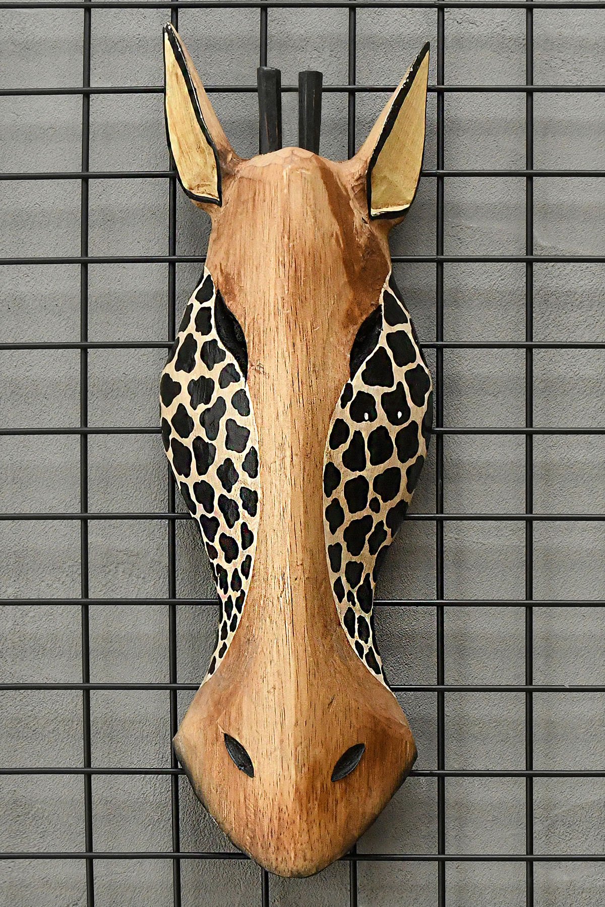 AHŞAP EL YAPIMI ZÜRAFA MASK / DUVAR DEKORU 50CM