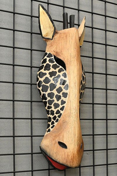 AHŞAP EL YAPIMI ZÜRAFA MASK / DUVAR DEKORU 50CM