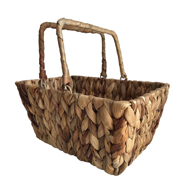 EL YAPIMI RATTAN HASIRI ÖRGÜ DİKDÖRTGEN KULPLU EKMEK /ÇOK AMAÇLI SEPETİ 18*25*13CM