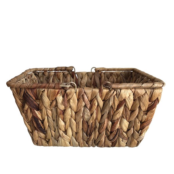 EL YAPIMI RATTAN HASIRI ÖRGÜ DİKDÖRTGEN KULPLU EKMEK /ÇOK AMAÇLI SEPETİ 18*25*13CM