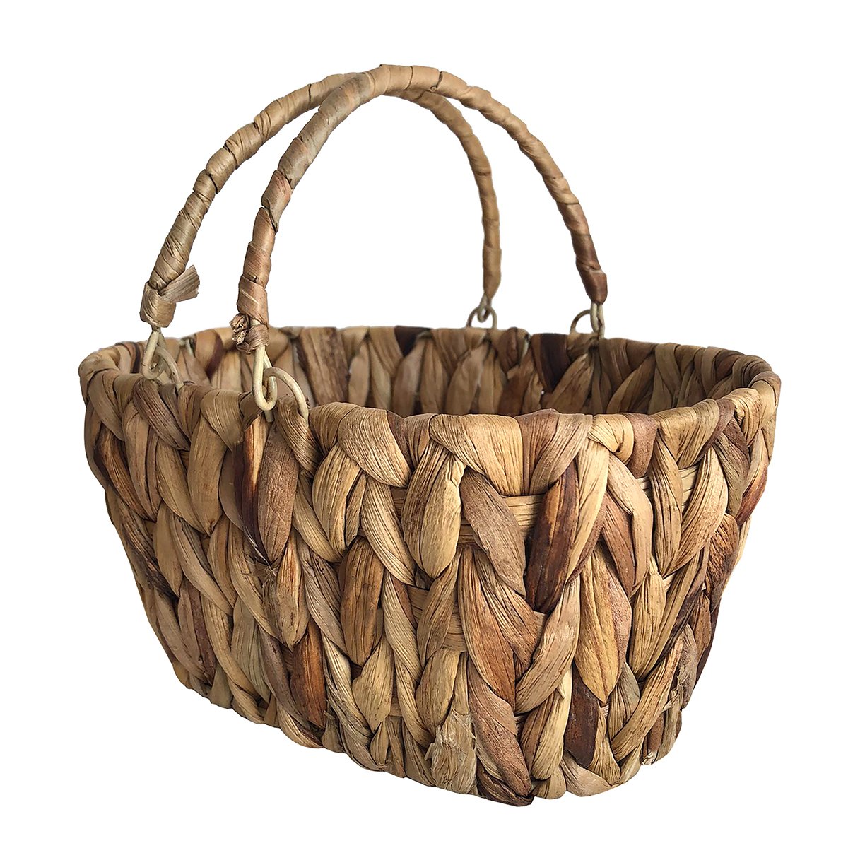 EL YAPIMI HASIR ÖRGÜ KULPLU OVAL EKMEK SEPETİ 28*17*13CM