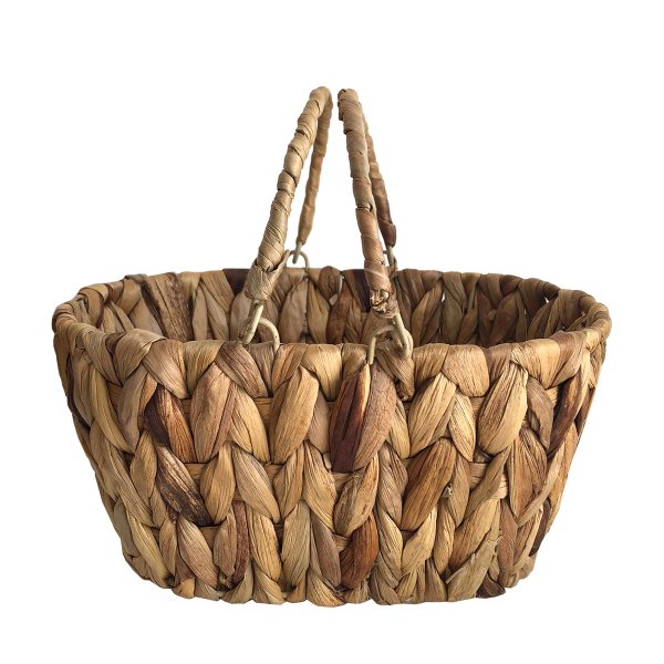 EL YAPIMI HASIR ÖRGÜ KULPLU OVAL EKMEK SEPETİ 28*17*13CM