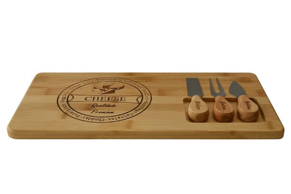 BAMBU DİKDÖRTGEN PEYNİR SUNUM SETİ 38*19CM
