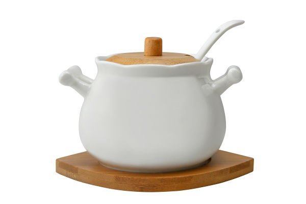 BAMBU ALTLIKLI PORSELEN ŞEKERLİK CARLA 4 PARÇA 12,7*12,7*9,8CM